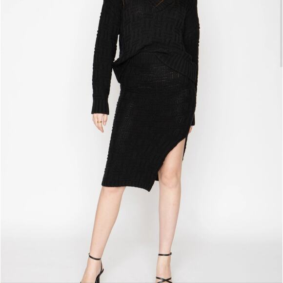 Callahan Revolve "Tony" Chunky Basketweave Knit Midi Skirt Slit NWT S - Picture 4 of 12